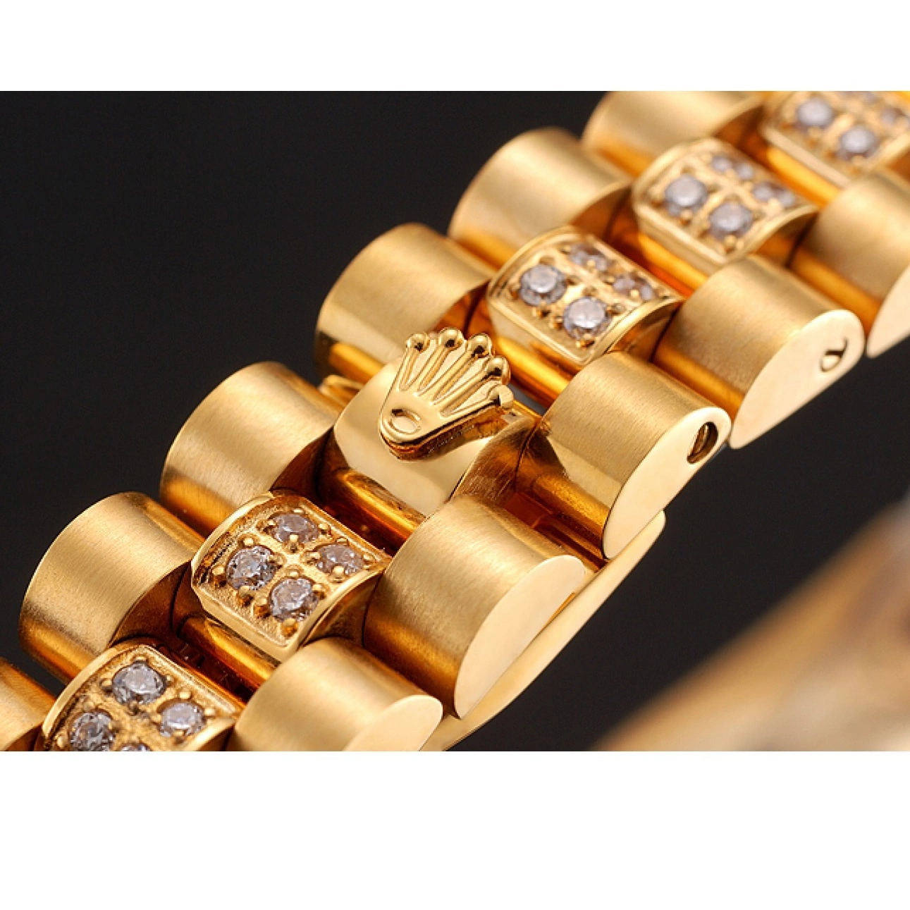 Aaa replica Rolex DayJust Pave Diamond Dial Gold Diamond 1453953 Gold Bracelet Swiss 0705